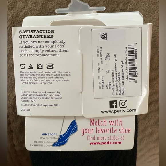 Socks — Mid Sport Liner Women's Black Socks (4 Pairs) - Shoe Size: 8-12 — Peds - Picture 10 of 14